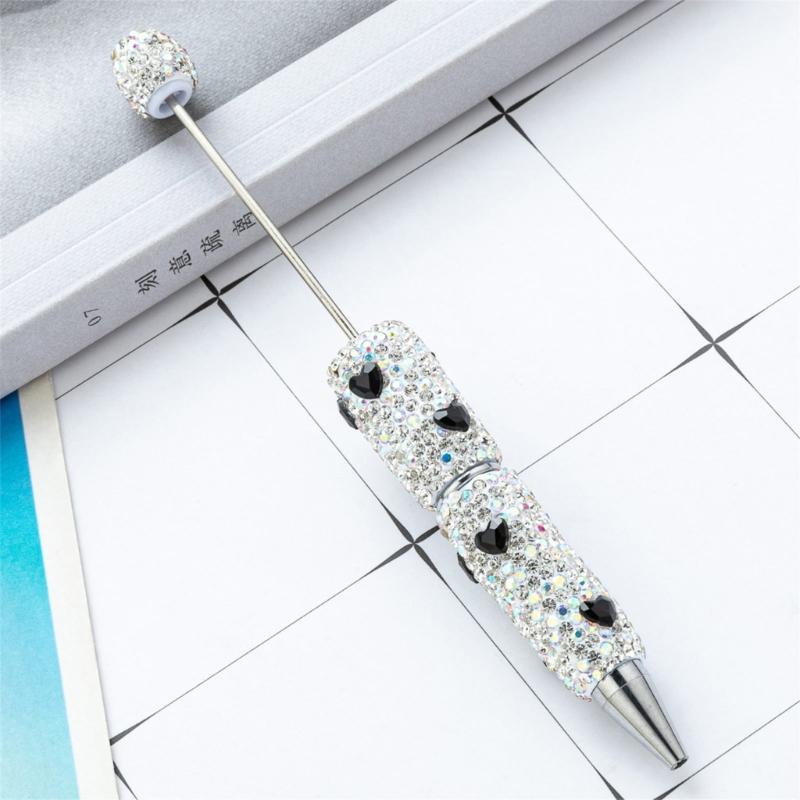 6pcs Rhinestones Fancy Pen Ballpoint Pen Smooth Writing Pen 1.0mm Glittering Beadable Pen Stationery Pen for School