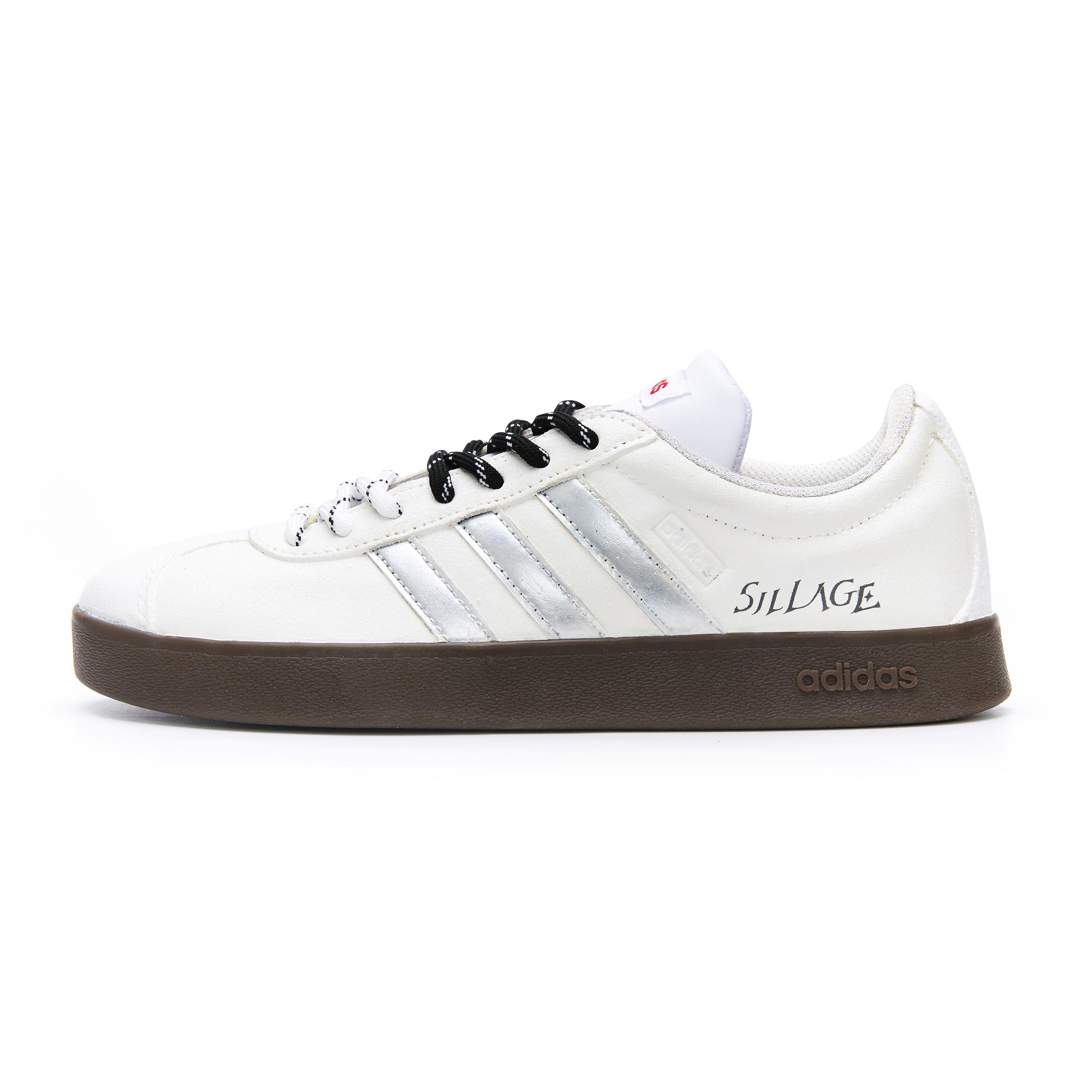 

Adidas VL COURT 2.0 Moon Iridescent Abrasion Resistant Low top Skateboard Shoes Unisex White HQ1802(Team1477-) 36