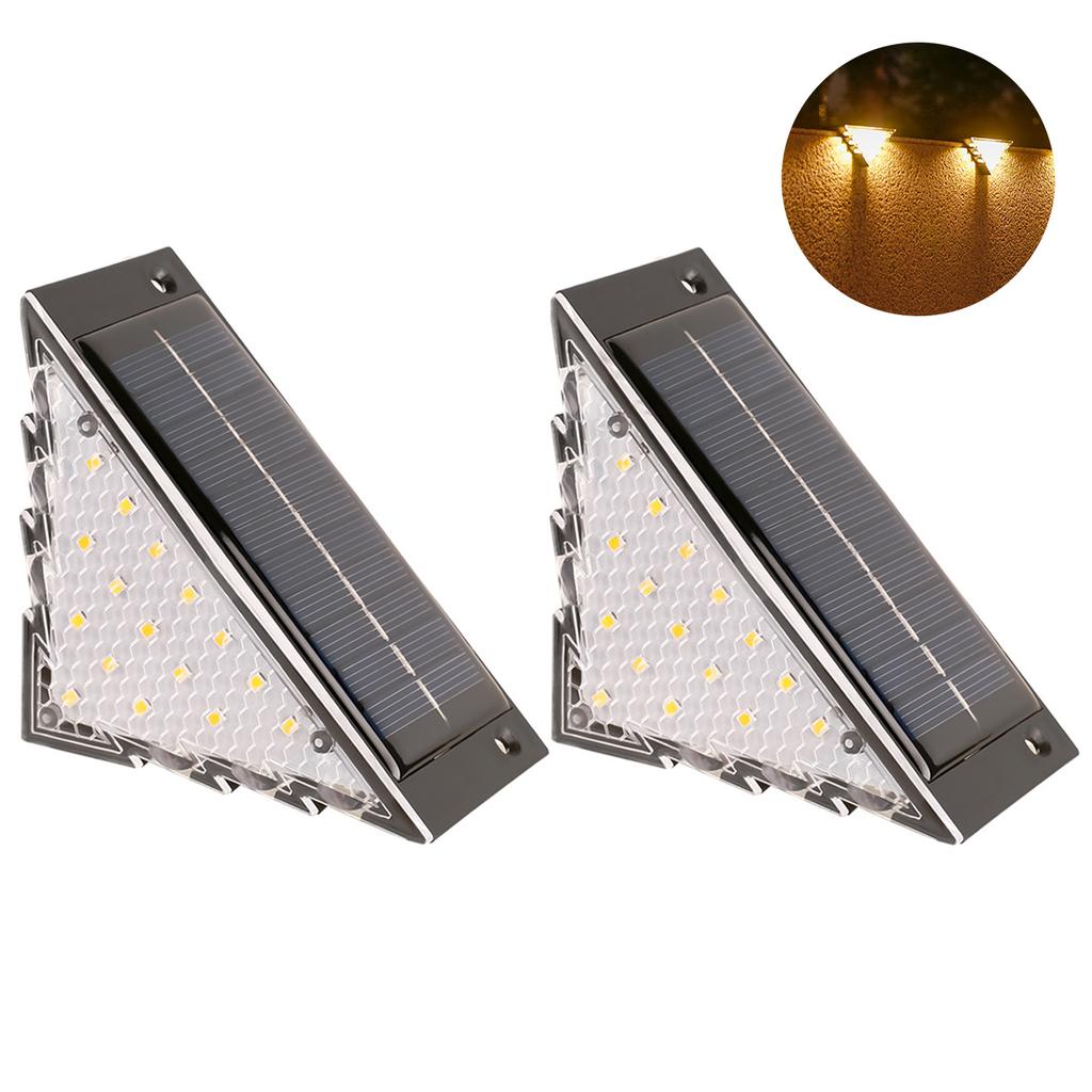 2 Pack Solar Step Lights Outdoor Waterproof IP65 Triangle Stair Lamp LED Deck & Stair Lights for Outdoor Stairs Step Fence Yard