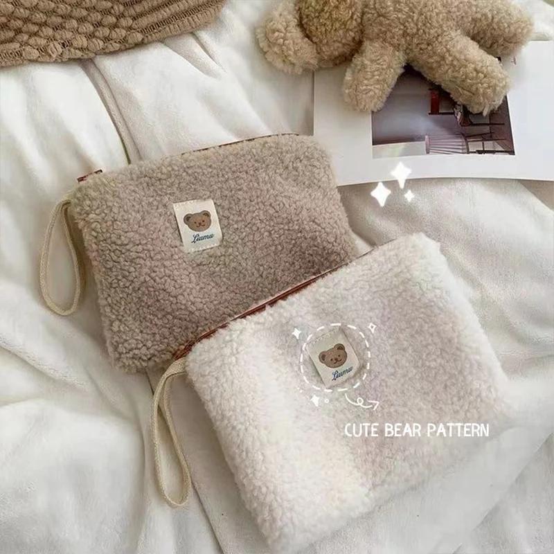 Large Capacity Cute Plush Travel Cosmetic Lipstick Storage Bag Women Makeup Kits Handbags Organizer Wallet Pencil Case Pouch Bag