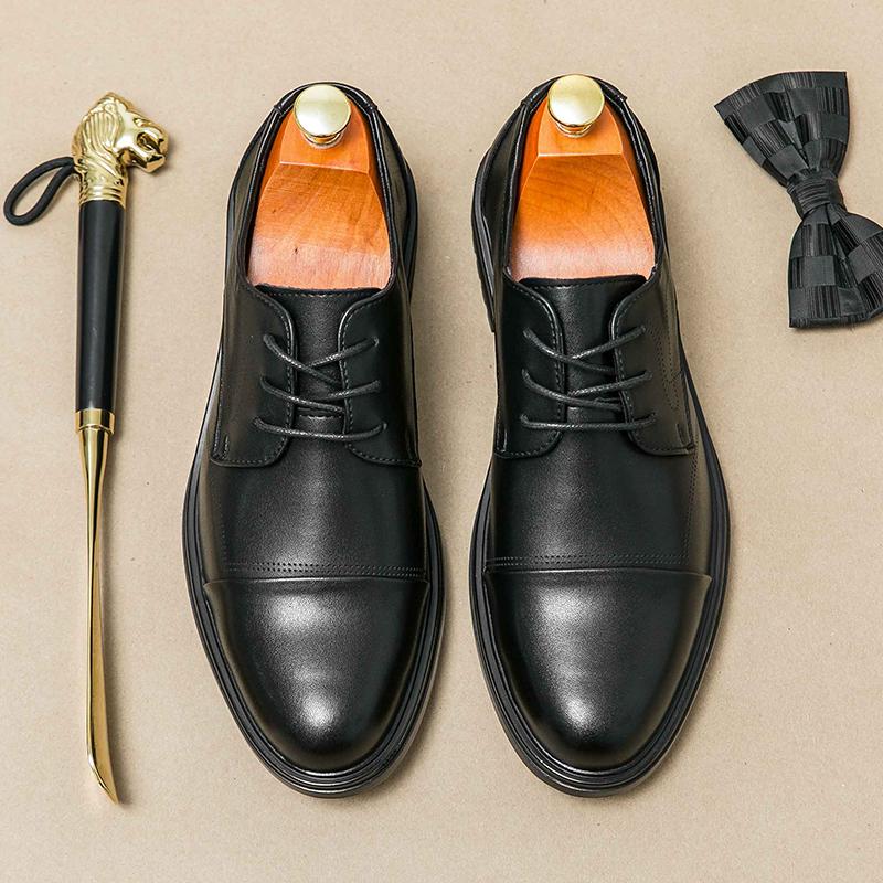 

Мужские туфли дерби из ПУ на низком каблуке, профессиональные, классические, деловые, формальные, мужская обувь, размеры 38-46 44