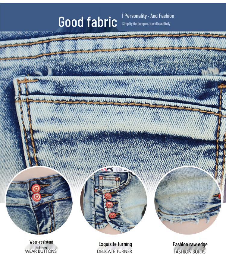 Women's Low-Rise Butt-Lifting Denim Shorts - Slimming, Stretchy, Button-Up Bodycon Hot Pants for Spring, Summer, Autumn 2024.