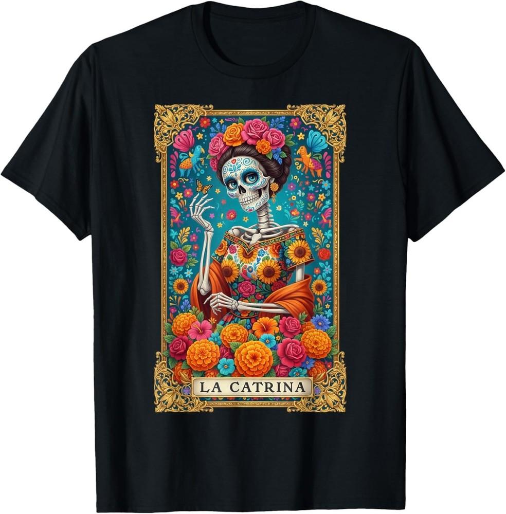 

De Los Muertos La Catrina Day of The Dead Women Sugar Skull T-Shirt 3XL