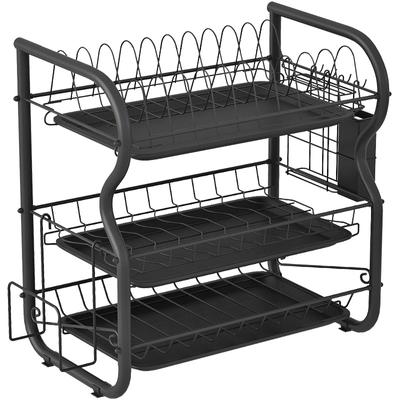 3 Tier Metal Kitchen Shelf Organizer Dish Drying Rack Over Sink Drain Rack Kitchen Storage Countertop Utensils Holder Heavy Duty