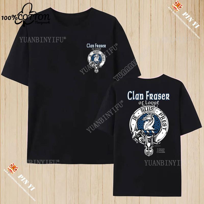 Harajuku Clan Fraser of Lovat Clansman’s Crest Badge Print Summer Trending Unisex T Shirt 100% Cotton O-neck Short-sleev