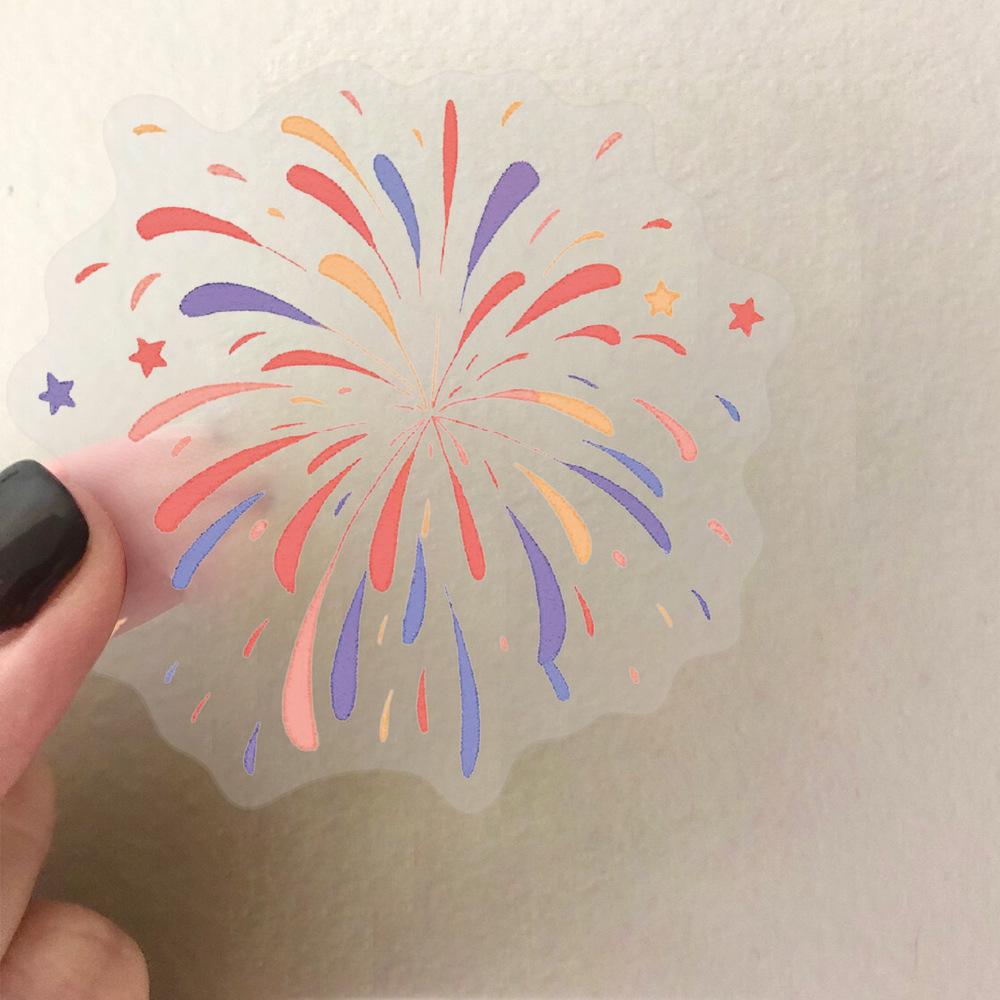 50 Transparent Cartoon Watercolor Firework Sticker Pack Waterproof Transparent PET Hand Account Decorative Guitar Notebook