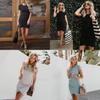 Elegant Womens Asymmetric Bodycon Short Sleeve Holiday Summer Party Mini Dress