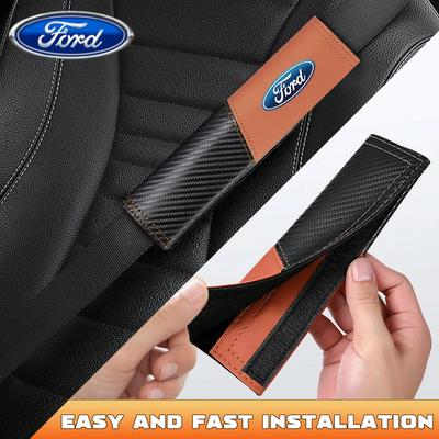 Car Sticker Ford 2pcs Carbon Fiber Leather Car Seat Belt Shoulder Cover Prevent Tightening For Ford ST FOCUS 2 3 Mondeo Fiesta K