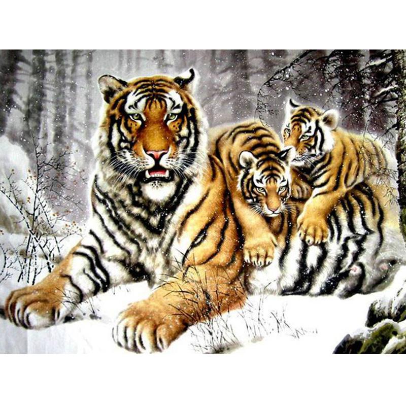 Animal DIY 5D Diamond Painting Cross Stitch Tiger Diamond Embroidery Full Round Resin Mosaic Rhinestones Handmade Holiday Gift