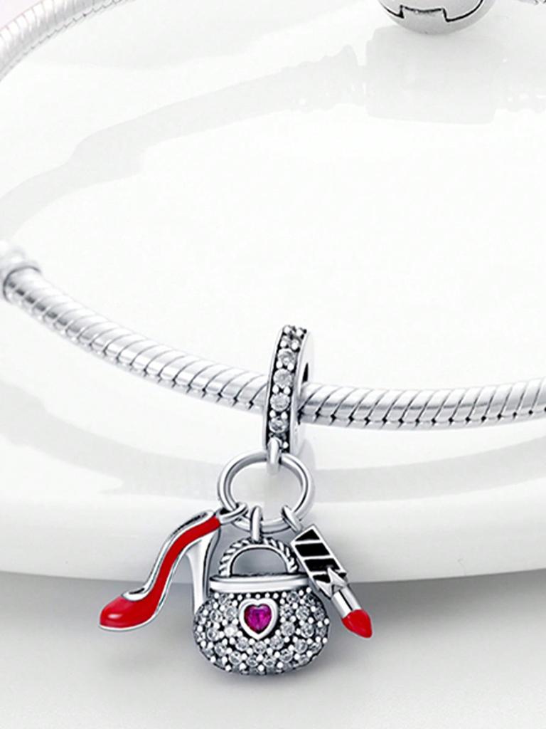 Charms Plata Copper Colors Rose Bag Colored Pencils Beads Charmpendant For Original Bracelet For Women Diy Jewelry Love Gift