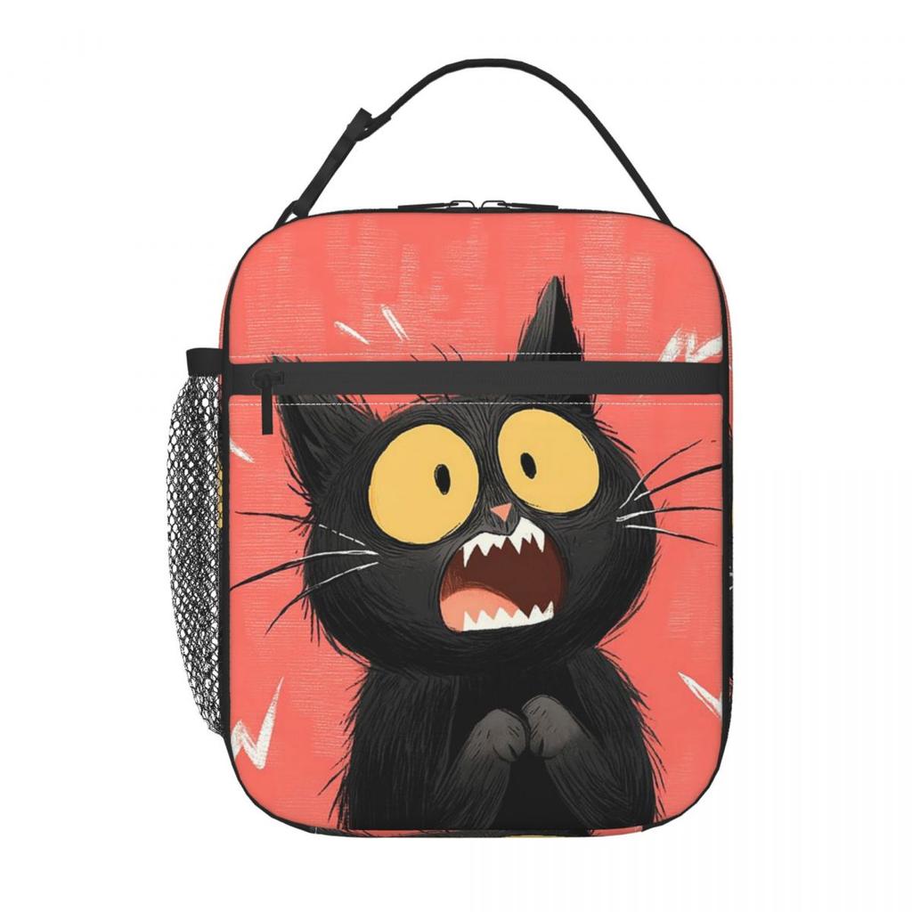 Angry Black Cat Insulated Lunch Bag for Women Children Leakproof Food Boxes Thermal Lunch Box Tote