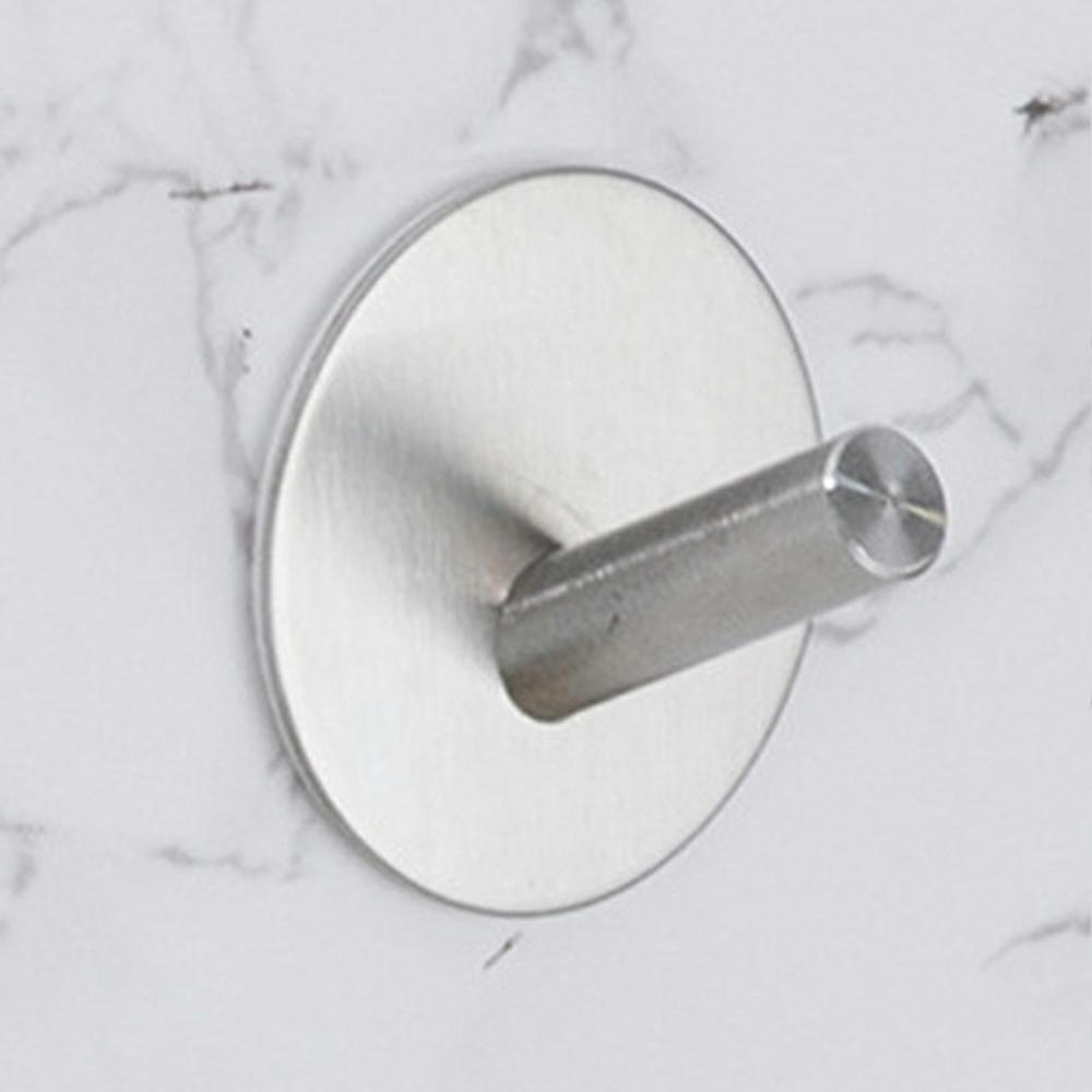 

Stainless Steel Adhesive Hook Round Shape Bathroom No Drill Coat Hat Hanger