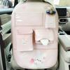 Cute Bear & Rabbit Car Seat Organizer with multi-pocket, tissue box, cup holder and phone slot, ideal cartoon back seat car accessories.