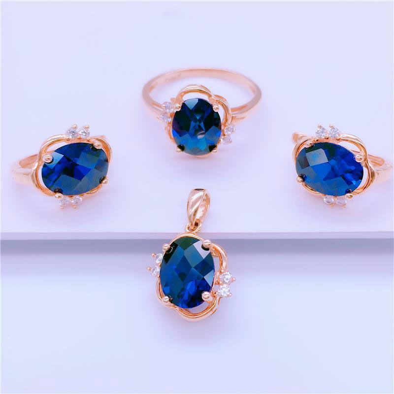 Exquisite Russian Purple Gold Inlaid Bluestone Earrings Mori-Plated Rose Gold Temperament High-End Colored Gold Earrings Women