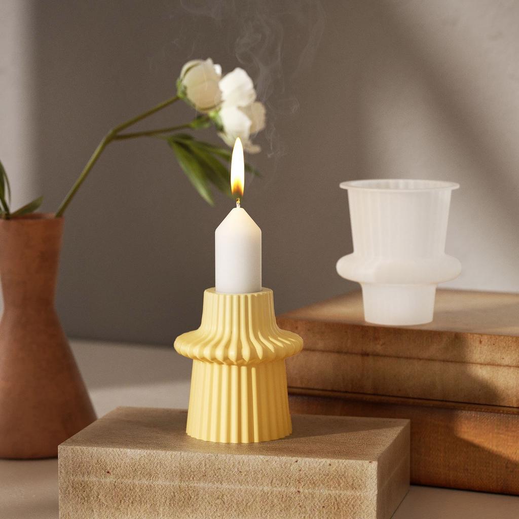 Creative Candle Holders Silicone Molds Premium Silicone Mold For Personalized Striped Candle Holder Ornament Creation
