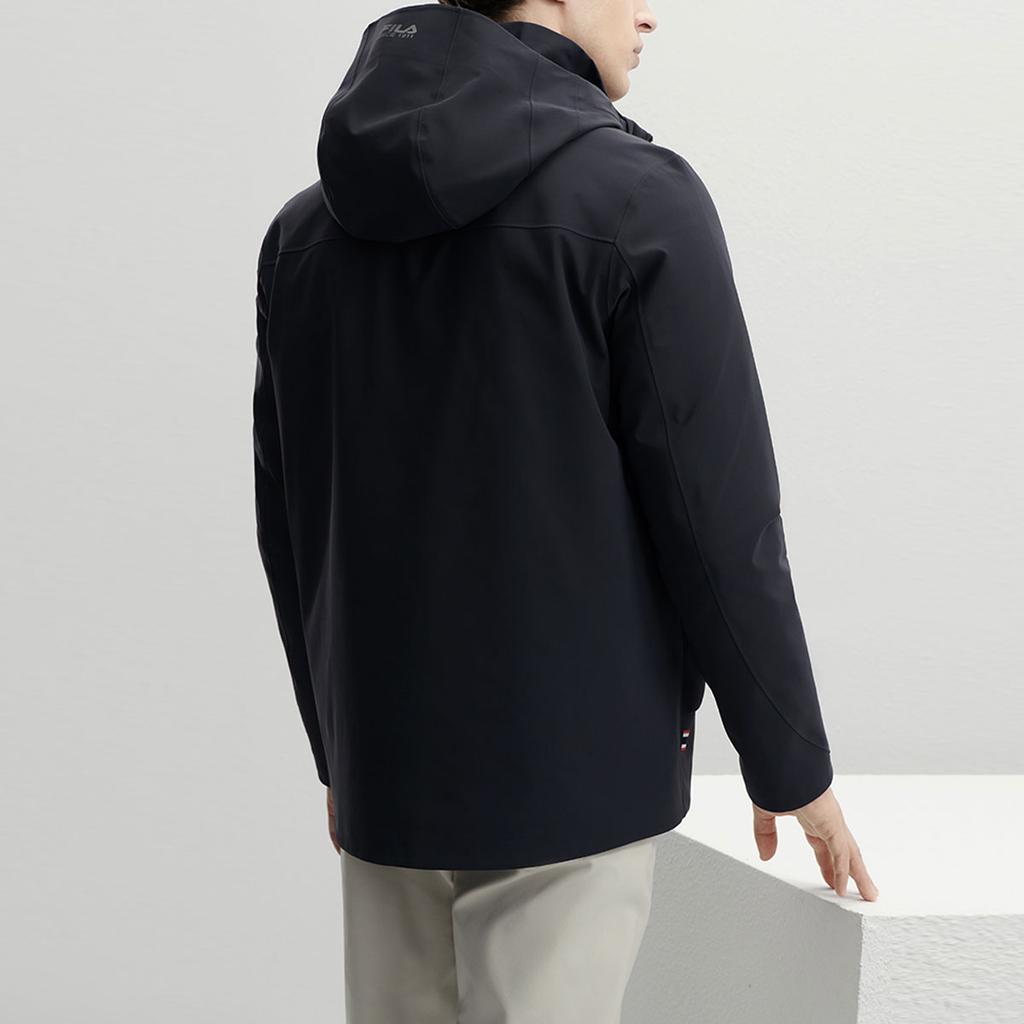 Fila Solid Color Hooded Knit Jacket With Lining Men Jackets Legendary-Blue F11M341507FNV