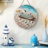 2D, Summer Beach Shells Starfish Wood Round Sign Summer Home Office Wall Decoration Seaside Party Decoration Rustic Farmhouse Bathroom Shelves