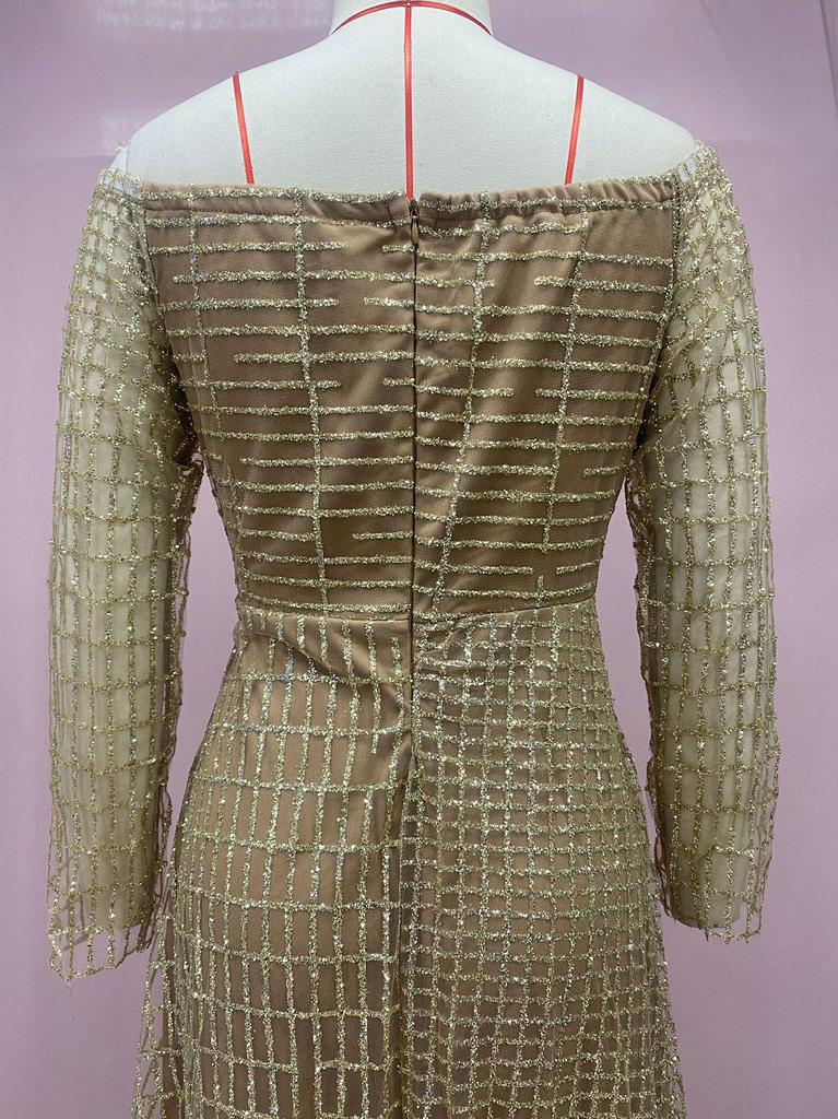 Vestido Bandeau Brillante de un Hombro Manga Larga Otoño/Invierno 2023