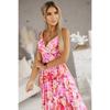 Summer V Neck Elastic Waist Printed Strappy Long Maxi Dress for Women European American Crossborder Women's Clothing