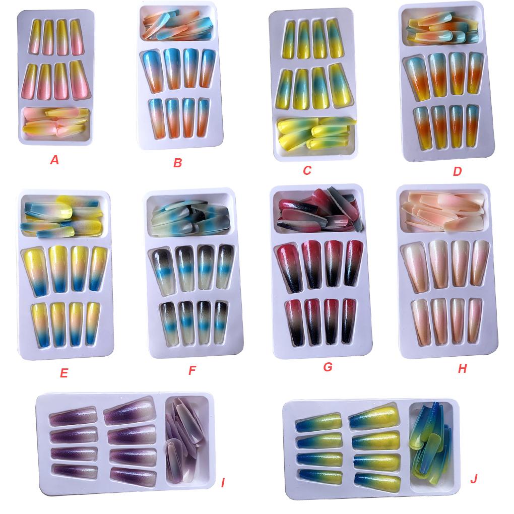 1 Set Color Street Nail Strips False Tips Colorful Gradient Color Ballerina Style DIY Decorations for Women Girls