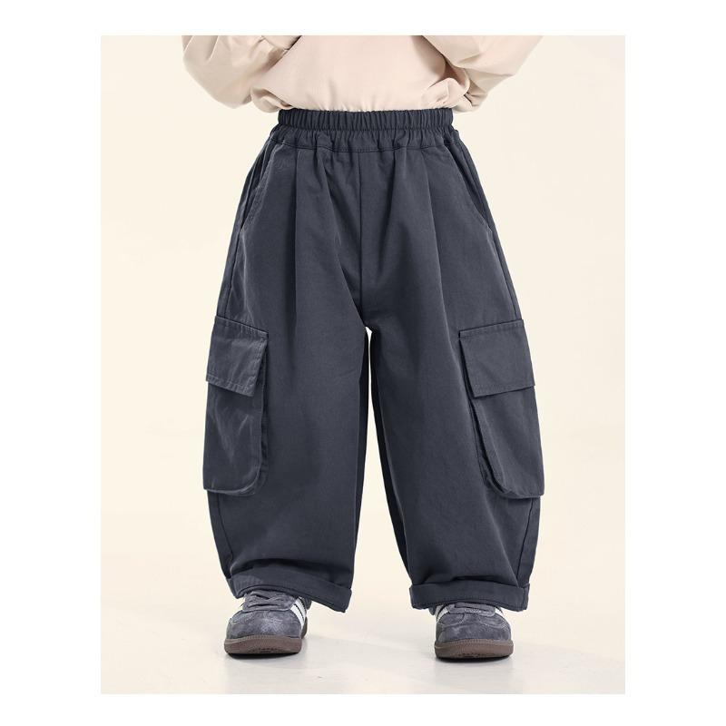 Boys Kids Loose Casual Solid Korean Style Long Trousers For Spring Autumn