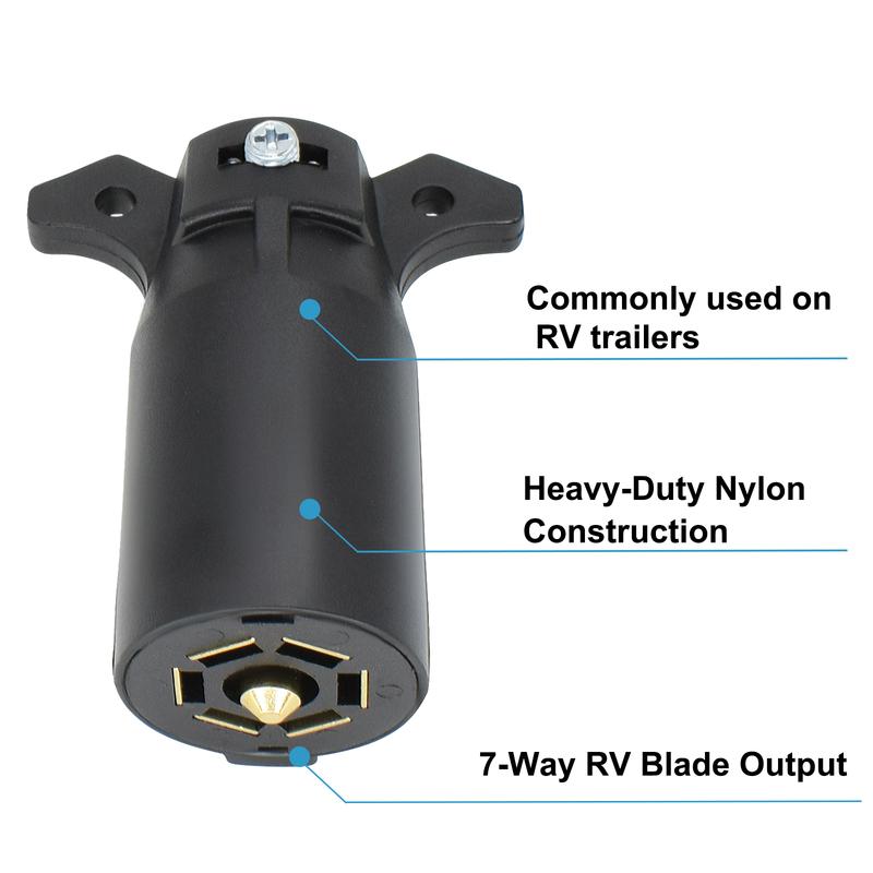7 Way RV Style Trailer Light Plug Connector Wiring Socket Replacement Blade Pin Adapter 12V Caravan Towing RV Yacht Accessories