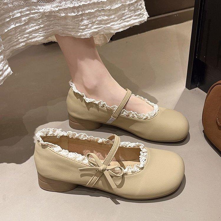 Japanese jk cute bow round head Lolita small leather shoes women's 2025 autumn new with skirt Mary Jane shoes