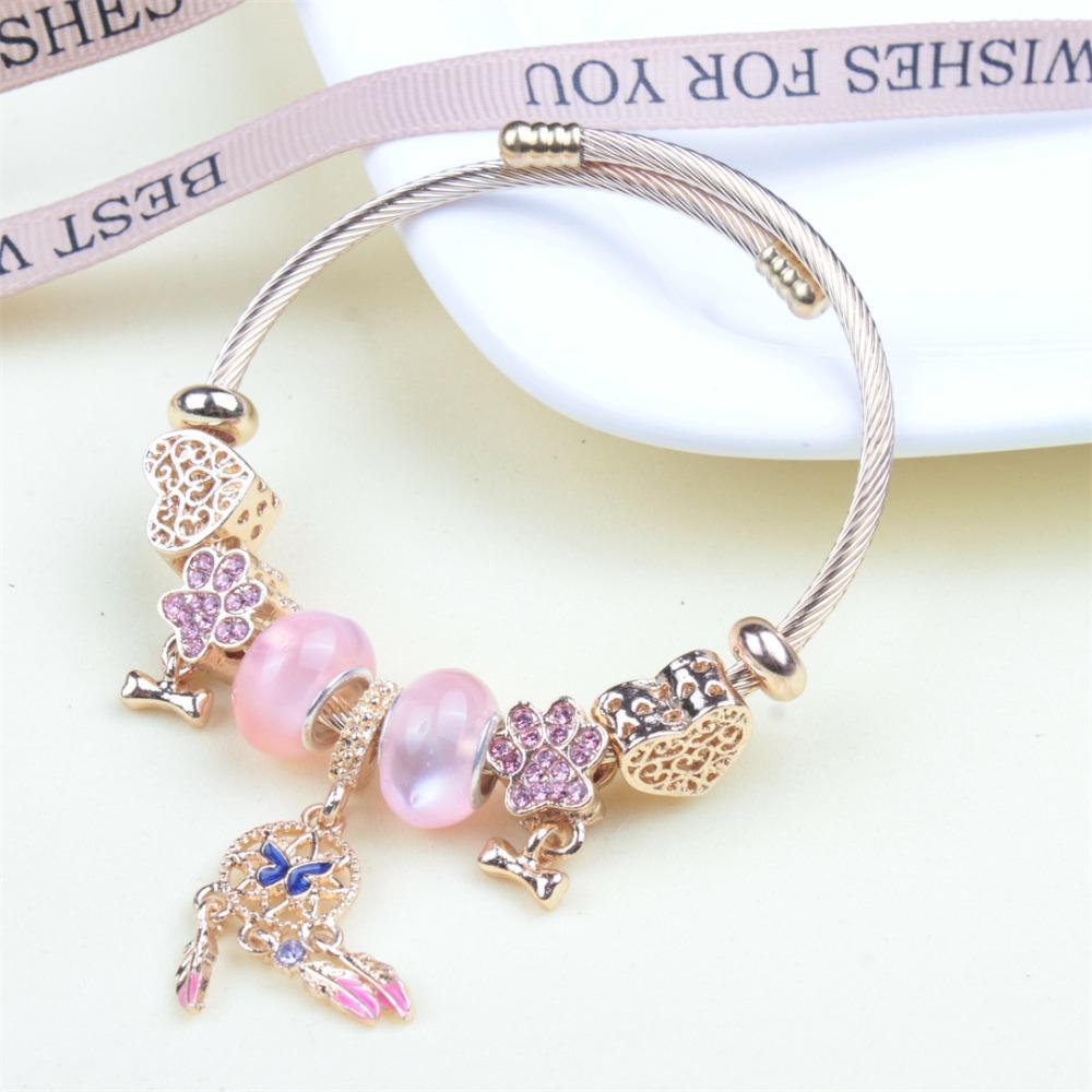 Beaded Bracelet Bangle Multi Element Stainless Steel Copper Alloy Open Spring Snake Bone Chain