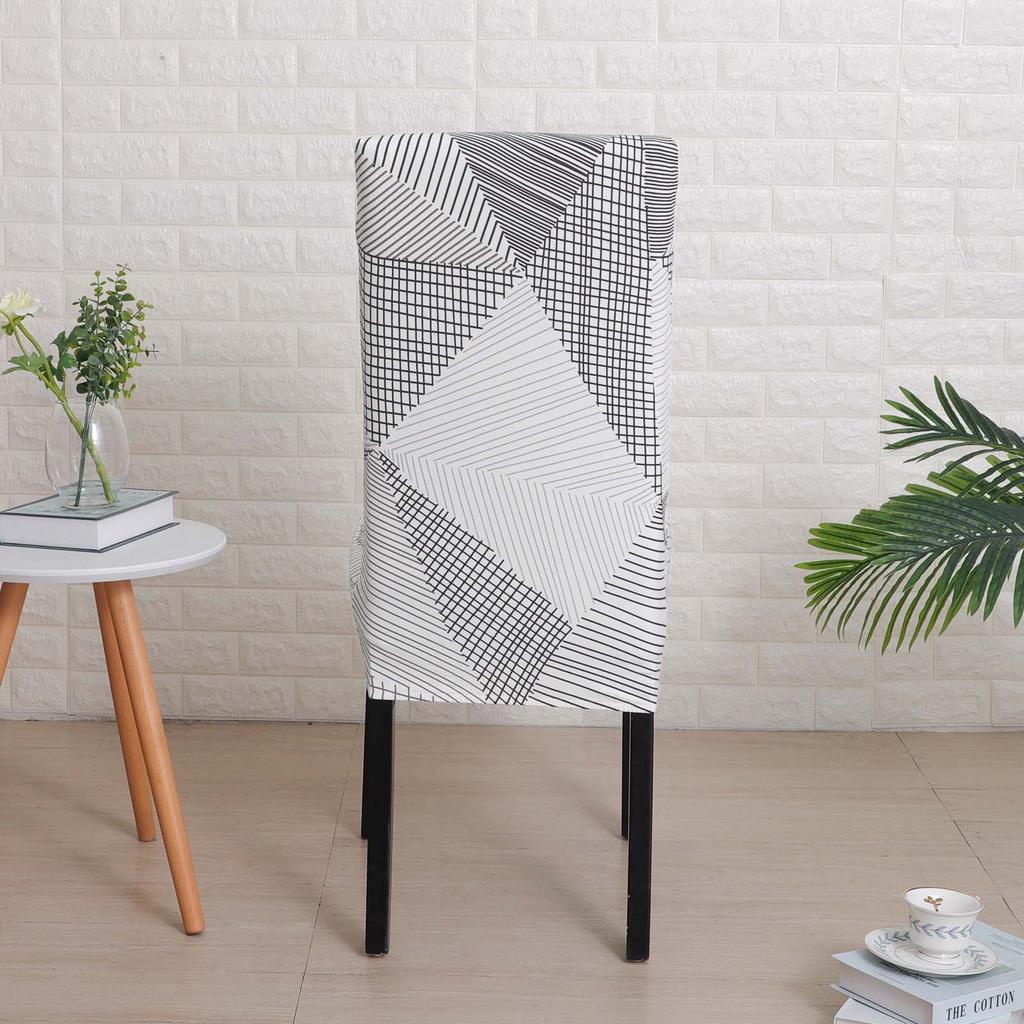 Chair Cover With White And Light Gray Geometric Pattern