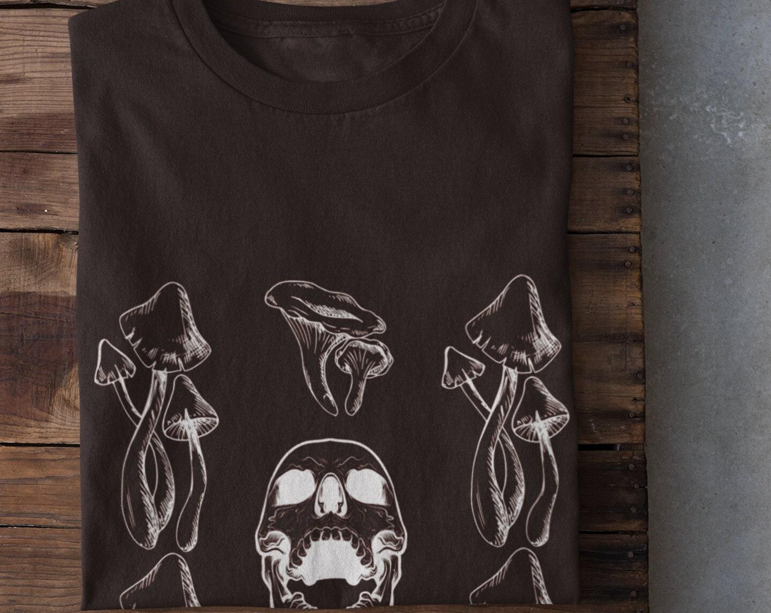 Mushroom Skull Tshirt,Alt Clothing,Grunge Clothing,Dark Academia Clothing,Goblincore Clothing,Grunge Fairycore,Mushroom Shirt,Grunge Shirt 2XL