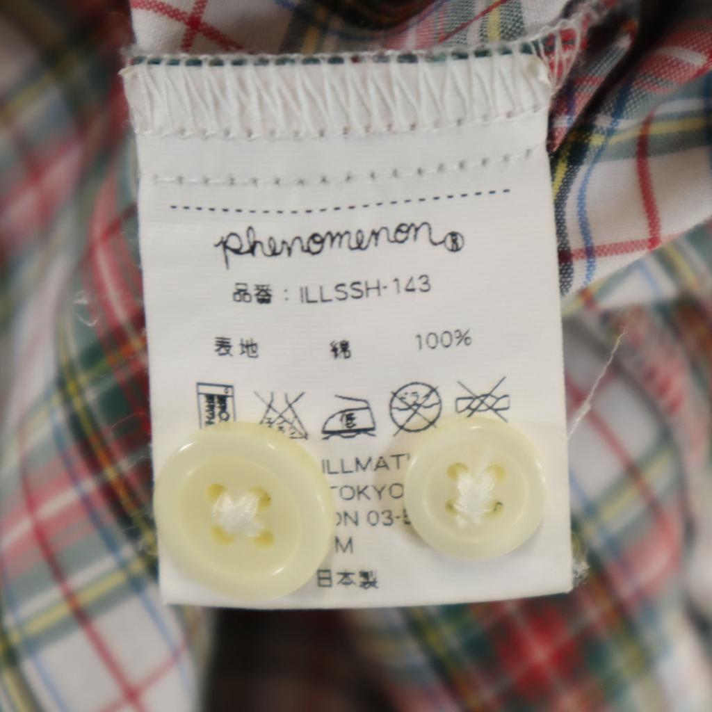 PHENOMENON Made In Japan Check Pattern Short Sleeve Button Down Shirt M Men's Used
