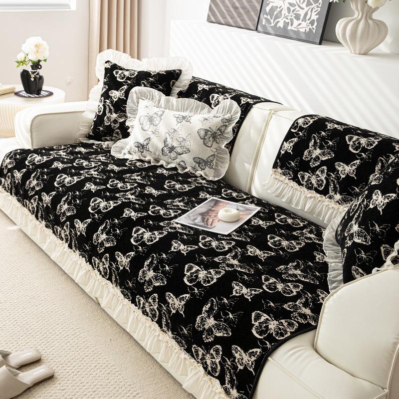 French Skirt Chenille Sofa Cushion  New High-End Leather Sofa Cover Four-Season Universal Seat Cushion Cover