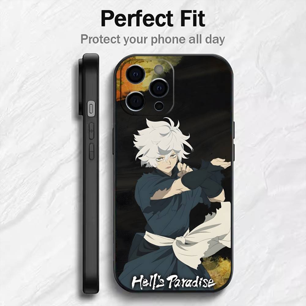 

Dark Fantasy Anime J-Jigokuraku G-Gabimaru Phone Case For iPhone17,16,15,14,13,12 Plus,Max Soft Silicone Black Cover iPhone12PRO