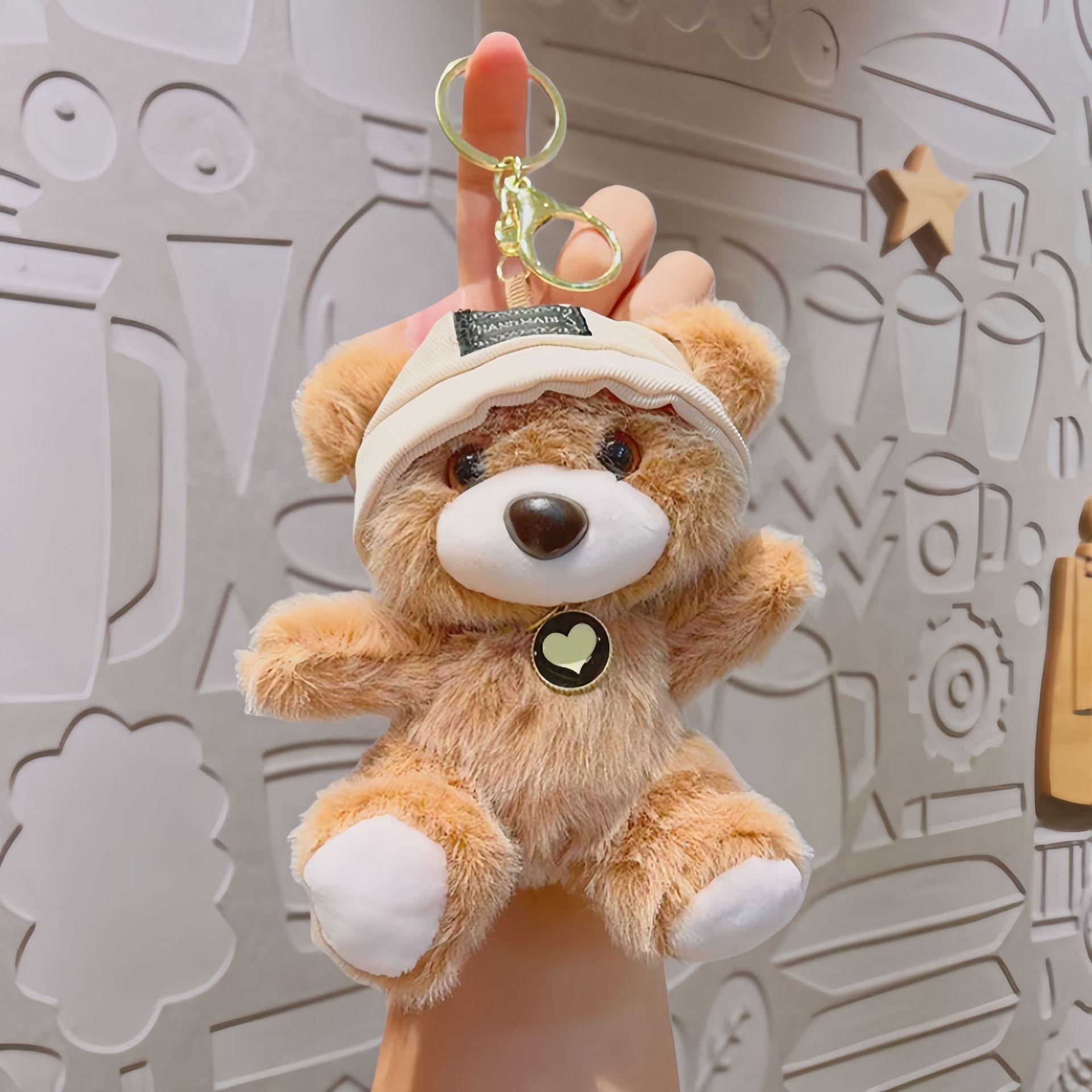 

Cute Hat Bear Plush Keychain Crossbody Bag Shoulder Bag Backpack Pendant Plush Doll