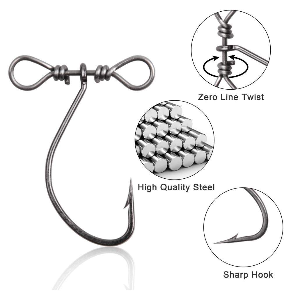 25Pcs/Box Down Shot Rig Hook High Carbon Steel Drop Shot Worm Hooks With Swivel For Carp Bass Trout Lure Fishing