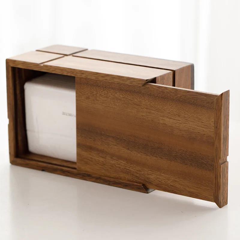 Rectangular Walnut Tissue Box, Living Room Wooden Tissue Storage Box, Dining Table Center Napkin Holder, Home Decoration
