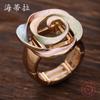 New Color Painting Oil Geometric Hollow Rose Elastic Ring, Fashionable Versatile Women's Alloy Ring