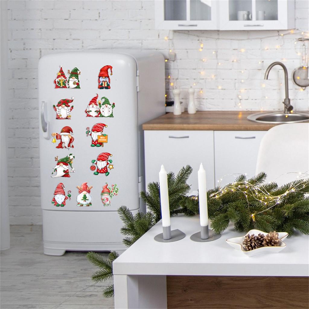 Christmas Car Refrigerator Decorations Reflective  Santa Deer Magnet Ornaments Xmas New Year Holiday Home Decor