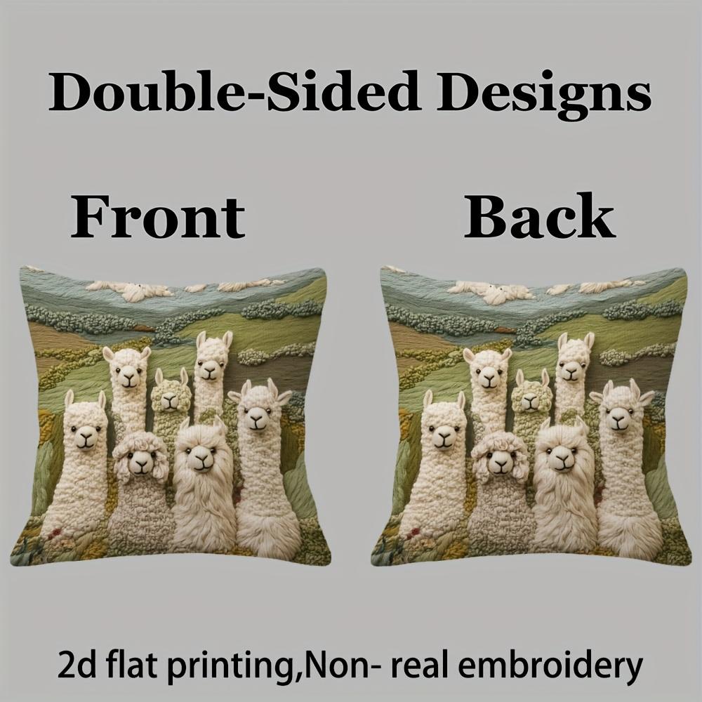 2d flat printing, super soft short plush pillowcase, double  alpaca farm has the feel, Non-real embroidery, suitable for sofa, living room