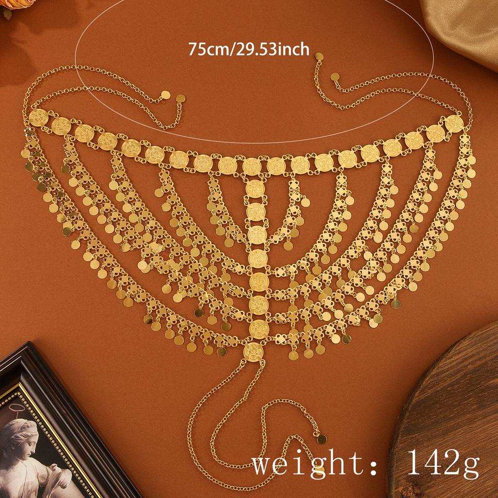 Stylish Gorgeous Gold Coin Sequined Fringed Women'S Headgear Stage Performance Accessories Sent Bridal Wedding Accessories