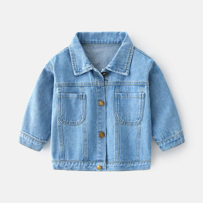 Spring and Autumn Boys' Denim Children's Clothing Lion Jacket Casual Toddler Tops Boys' Turn-Down Collar Clothes