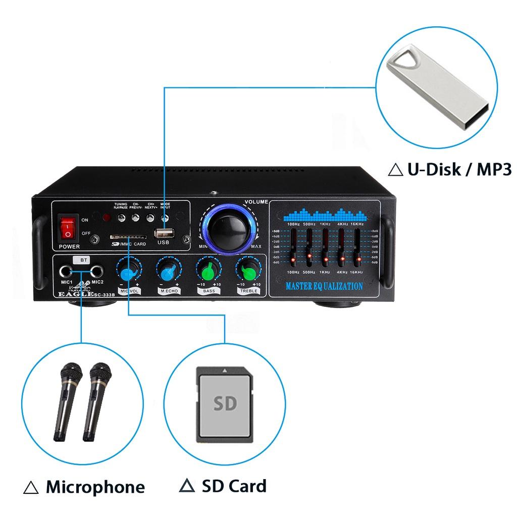 2000W 2 Micphone 220V FM AUX USB SD AMP Home Cinema Karaoke Remote Control Stereo Amplifier bluetooth Surround Sound Mixer