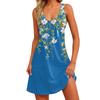 Damska letnia sukienka na co dzień z kieszeniami letnia sukienka plażowa Boho kwiatowe bluzki dla kobiet t-shirty sukienka V Neck luźne sukienki bez rękawów