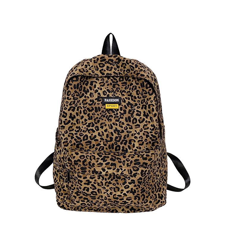 Skolesekk dobbel ryggsekk leopardmønster skolesekk kvinnelig student nytt trendy merke nisjeryggsekk mannlig ungdomsskole ryggsekk engros