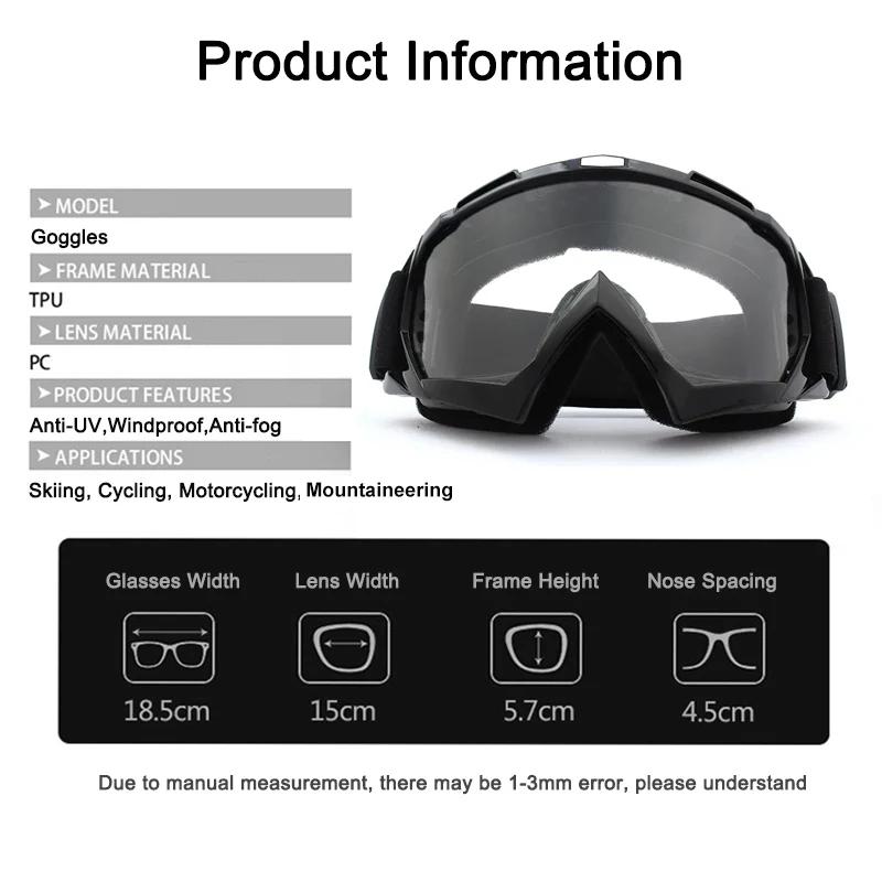 Transparent Skiing Goggles Windproof Motorcycle Goggles Cycling Sunglasses HD Anti-Fog Snow Goggle Outdoor Sports Ski Glasses