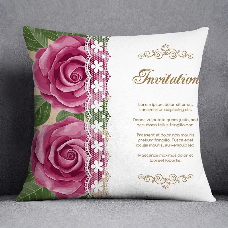 Fashion Classic Square Decorative Pillowcase Rose Pattern Living Room Sofa Cushion Pillow Home Decor