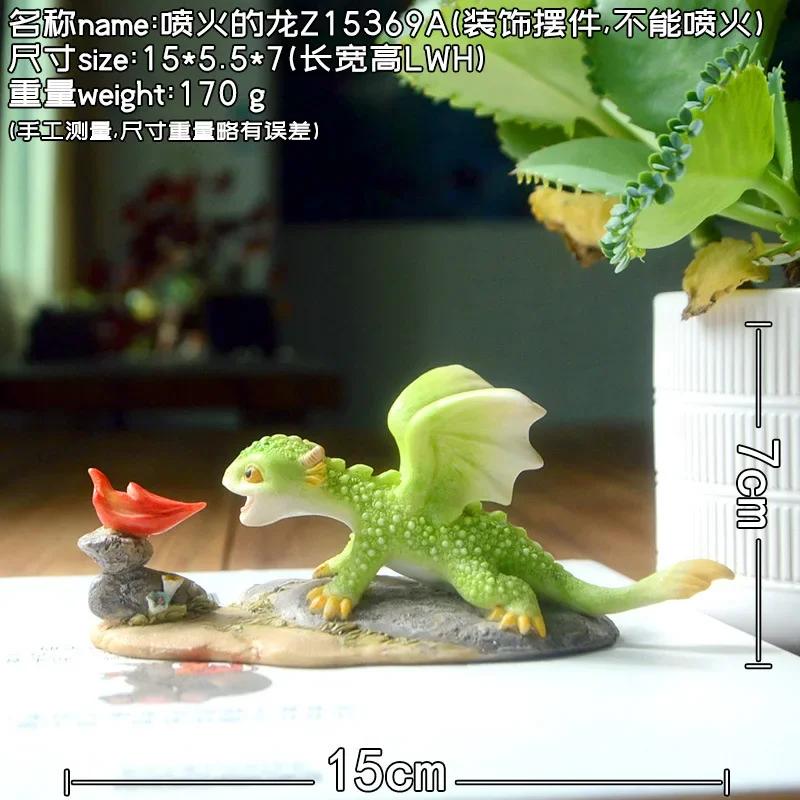 Resin Simulation Magic Animal Dragon Dinosaur Miniature Fairy Garden Terrarium Bonsai Decor Dragon Figurine