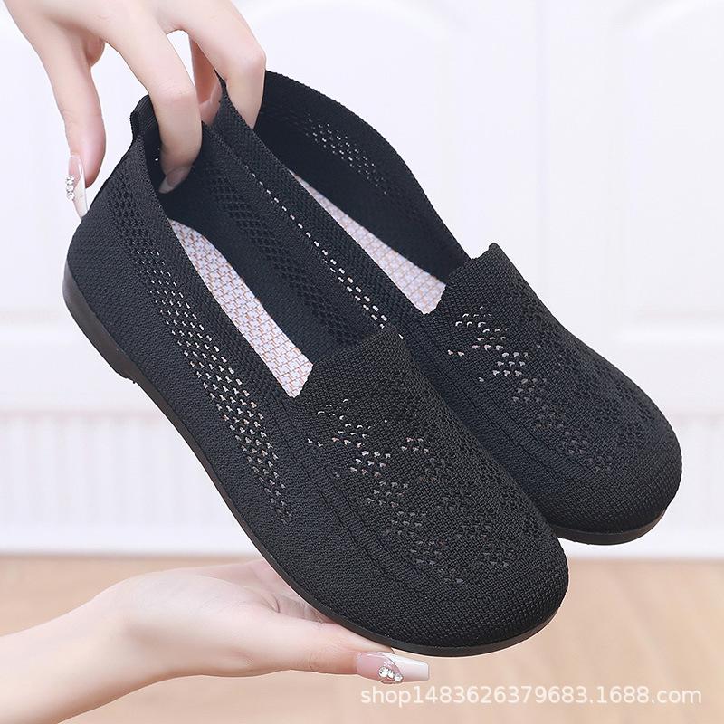 Summer Beijing cloth shoes shallow mouth breathable hollow casual non-slip mid sandals soft sole mesh surface