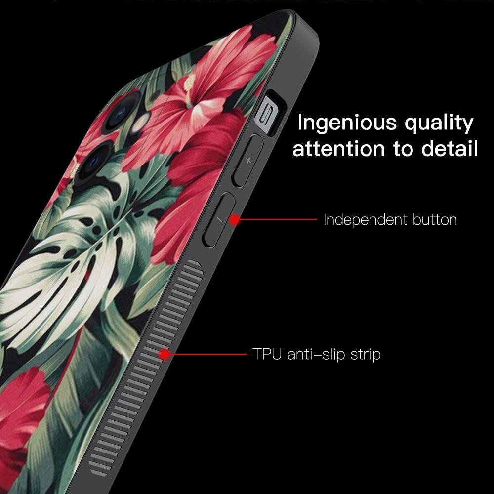 Shell For Iphone 14 13 12 11 Pro Max Mini Xs Max Xr X 7 8 Plus 6s Soft Silicone Case Cover Fundas Vintage Banana Leaf Flower