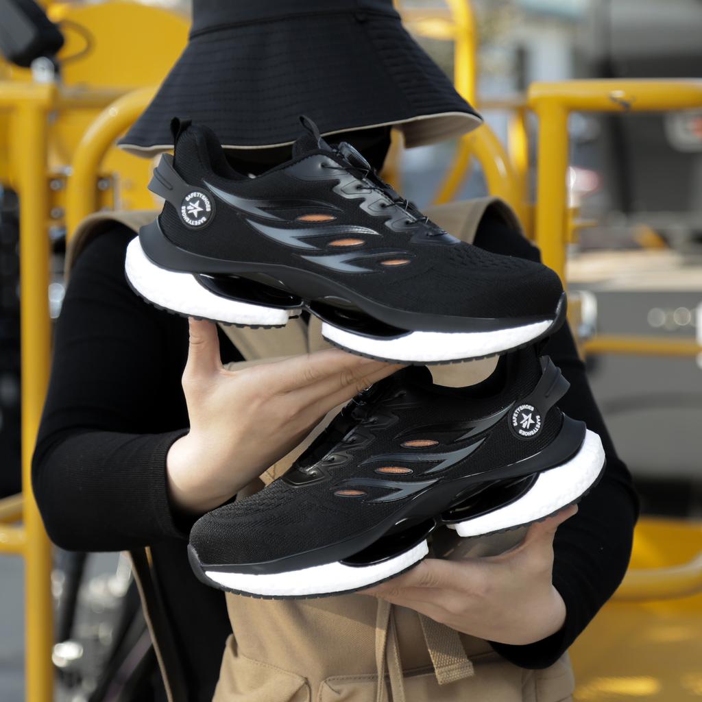 Men's Rotating Button Safety Shoes Air Cushion Men Boots Steel Toe Work Sneakers Indestructible Shoes Puncture-Proof Work Boots